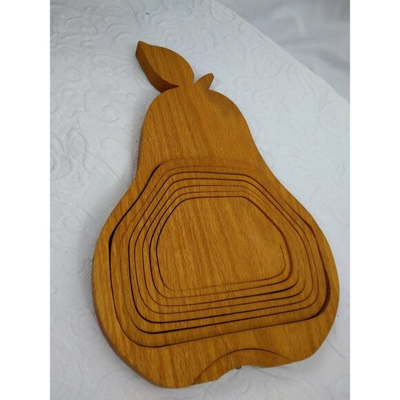 VTG PEAR TREE Fruit basket Wood Collapsible table decor READ ASIS - Picture 5 of 12